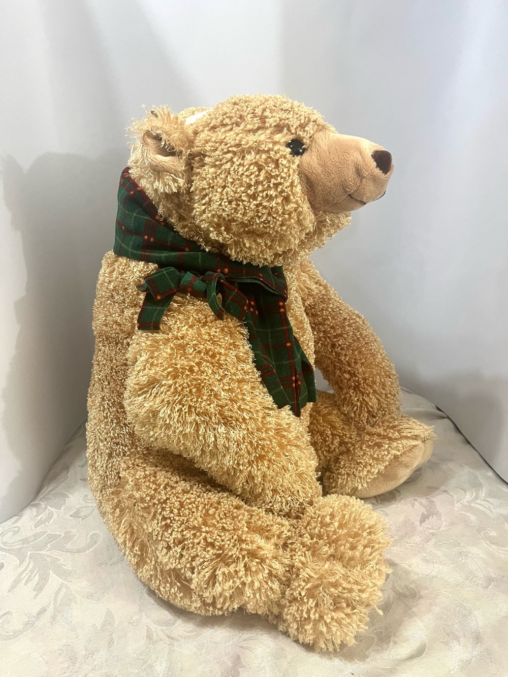 Vintage 90s Rare 30” Holiday Detailed Potbelly Plush Bear with Wide Wool Scarf - Picture 2 of 15